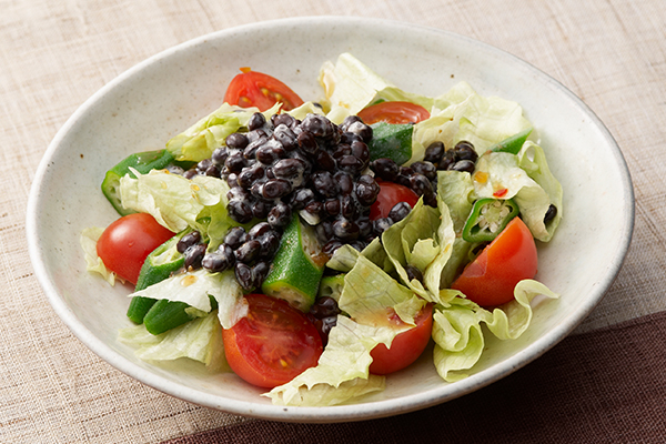 さっぱりドレッシングで黒豆納豆サラダ